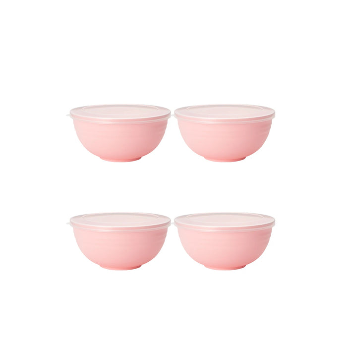 2 / 4 / 6 Piece Reusable Pink Plastic Bowls With Lids