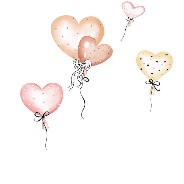 Hand Painted Heart Balloon Wall Stickers For Kids Room