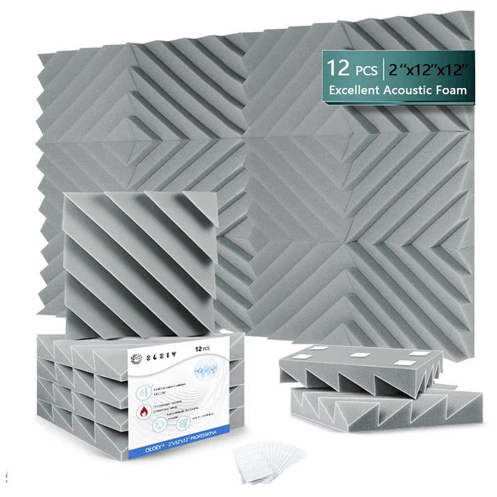 12 Pieces Soundproof Foam Panels For Door Wall Home Office Sound Absorption Treatment Wedges