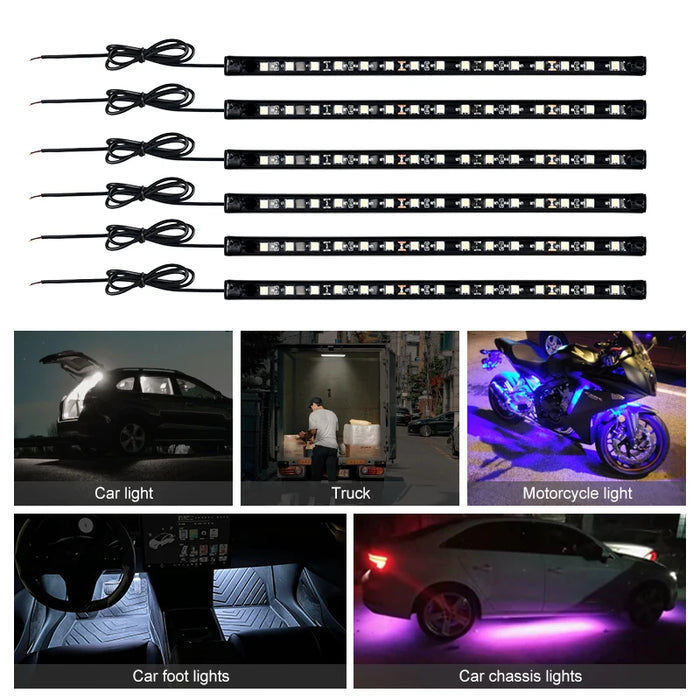 6Pcs Led Underbody Light For Car 12V Flexible Auto Decorative Atmosphere Lamp Drl