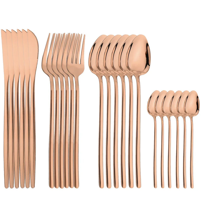 24 Piece Gold Stainless Steel Flatware Set