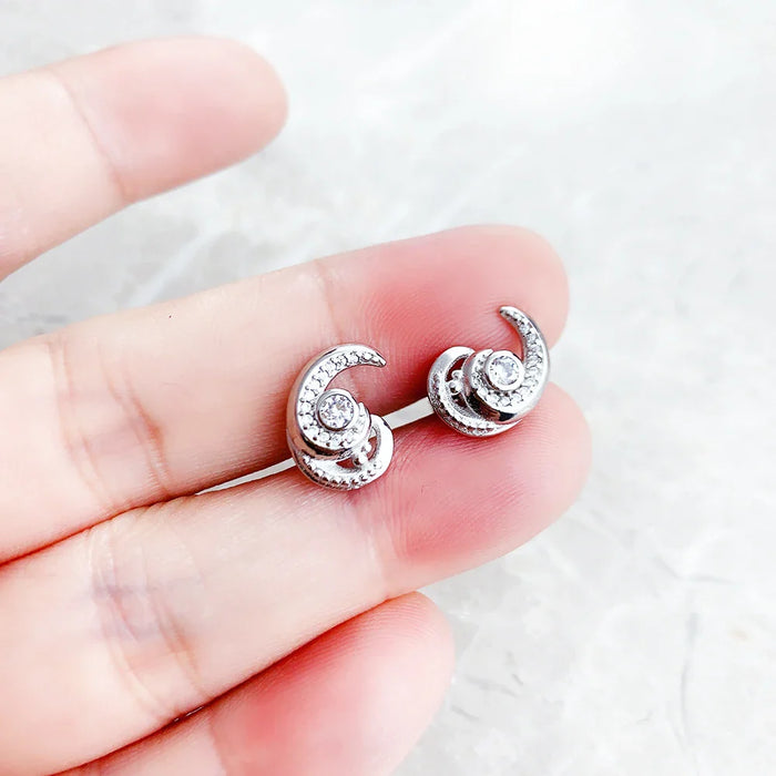 925 Sterling Silver Wave Ear Studs Trendy Gift For Women