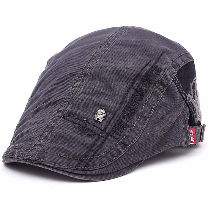 Men Skull Strip Newsboy Cap Adjustable Hip Hop Beret For Spring / Autumn