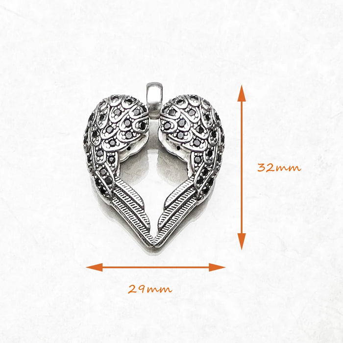 925 Sterling Silver Heart Wings Pendant Trendy Fashion Jewelry Gift For Men & Women