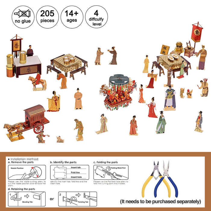 Adult 3D Metal Puzzle Set For Datang Street Scene Diy Brain Teaser