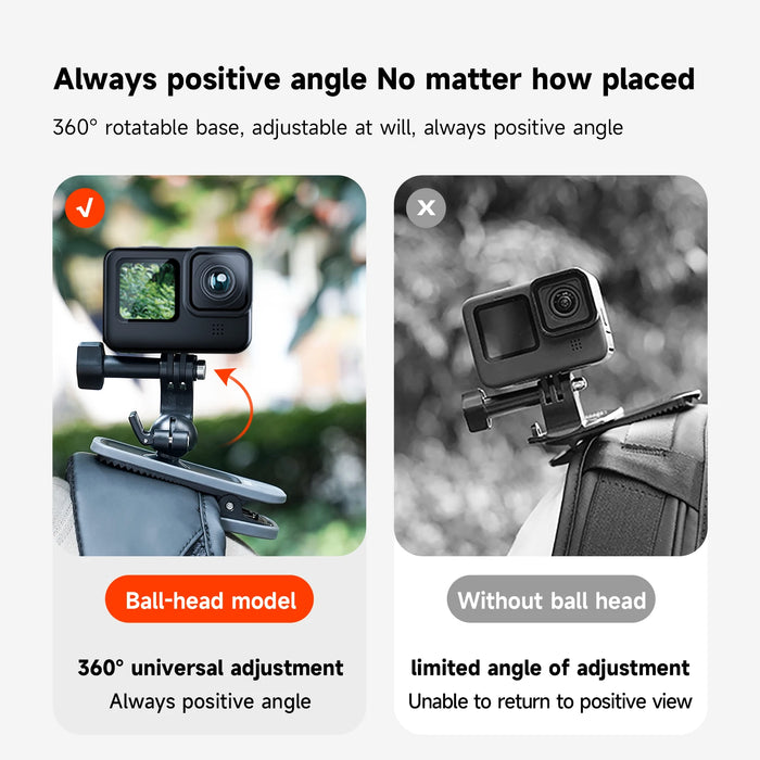360 Degree Magnetic Backpack Clip Mount For Gopro Insta360 Dji Action Cameras