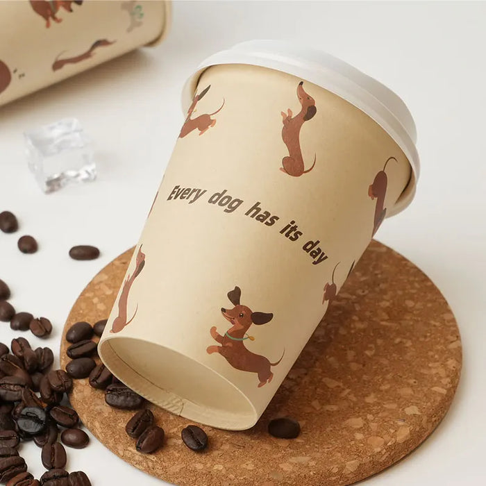 25 Pack 12Oz Eco Friendly Paper Coffee Cups With Lids Cute Panda Design Disposable Takeout Drinkware