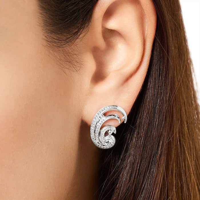 925 Sterling Silver White Wave Ear Clip Ocean Inspired Jewelry