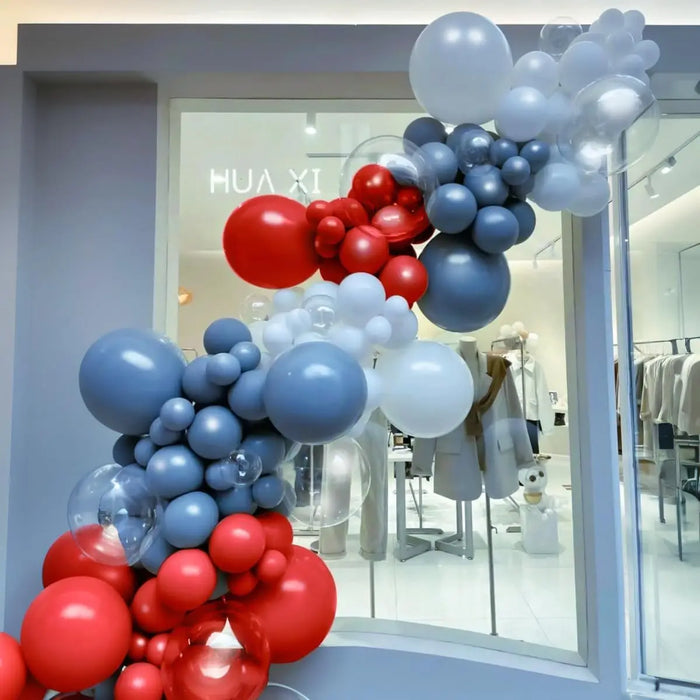 132Pcs Blue Red And Silver Balloon Garland Arch Kit For Birthday Parties Engagement Valentine'S Day Wedding Party Decorations