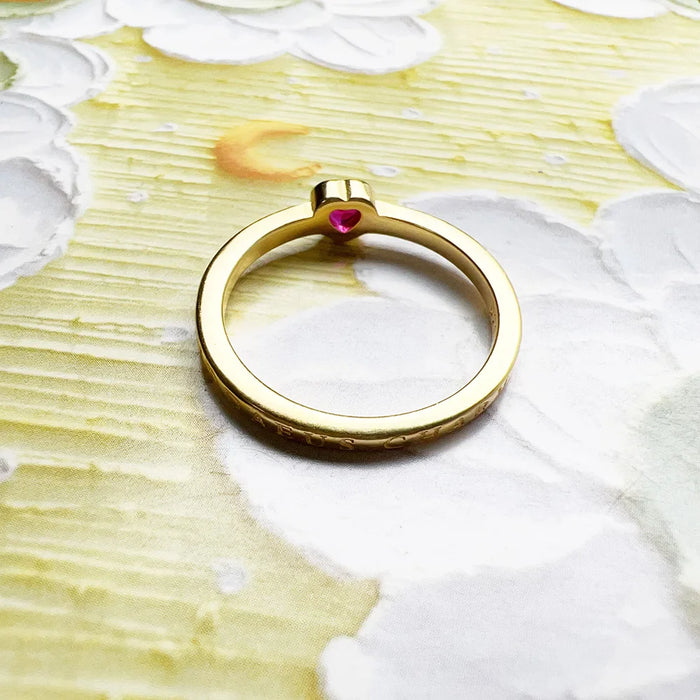 925 Sterling Silver Romantic Gift Heart Gold Plated Ring Fine Jewelry For Women