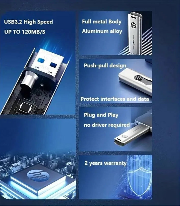 HP High Speed USB Flash Drive 32gb / 64gb Metal Design Car Music
