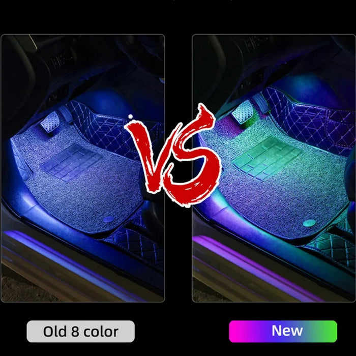 Rgb Car Interior Ambient Foot Light Music Control Auto Atmosphere 12V