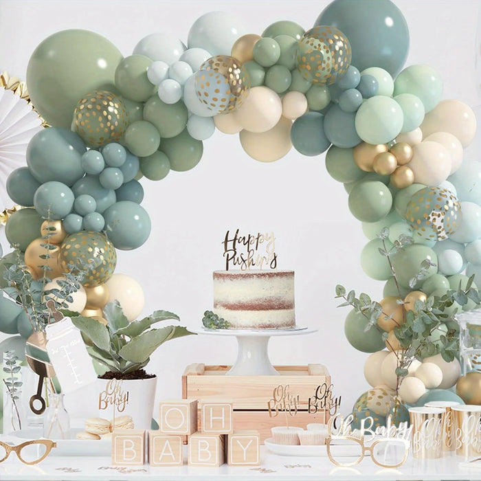 196Pcs Grey Blue And Green Balloons Garland Kit Christening Wedding Bride Bohemian Birthday Party Background Decoration