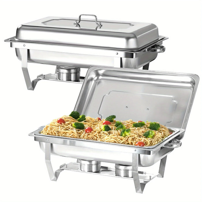 8Qt Chafing Dish Set Silver Stainless Steel Full Size Catering Chafer Banquet