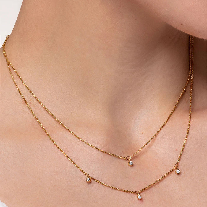 925 Sterling Silver Minimalist Double Chain Necklace Boho For Women