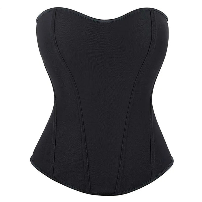 Adjustable Fish Bone Support Corset Top Black Mesh Fabric Back Zip Hollow Out Design