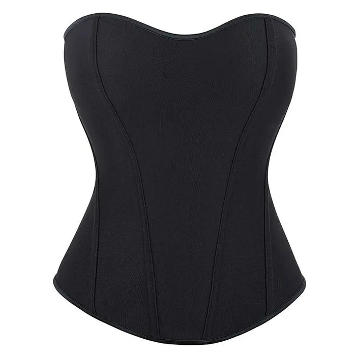 Adjustable Black Frill Overbust Corset Back Zipper Plus Size S-Xxl Gothic Style