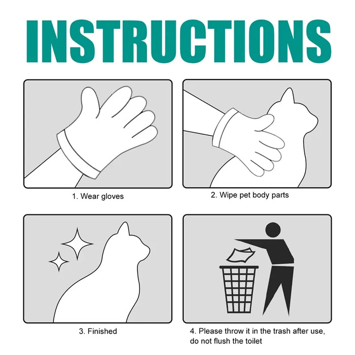 Easy Pet Grooming Gloves For Cats & Dogs Ideal For Bathing & Drying