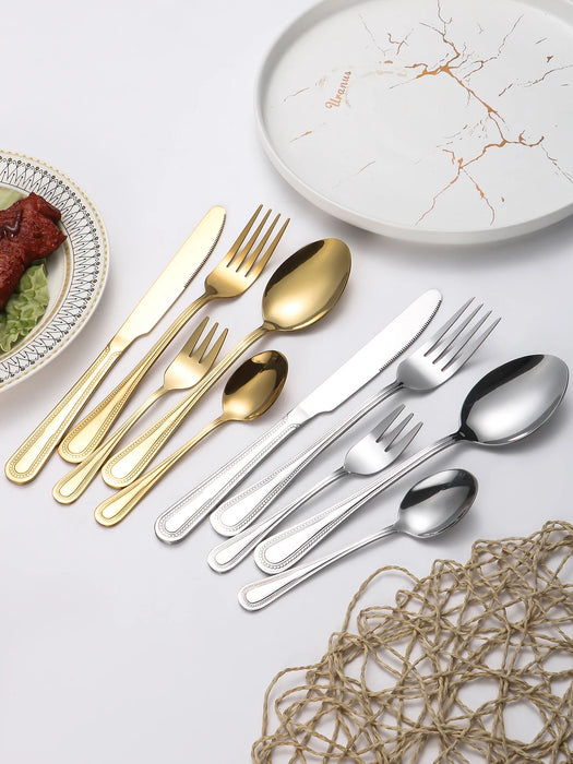4 / 6 / 16 / 24 Piece Stainless Steel Gold Tableware Set