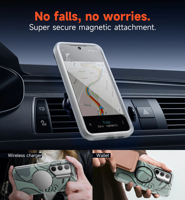 For Samsung Galaxy S24 360 Full-Body Dual Layer Rugged Shockproof Magnetic Magsafe Compatible Case With Camera Stand