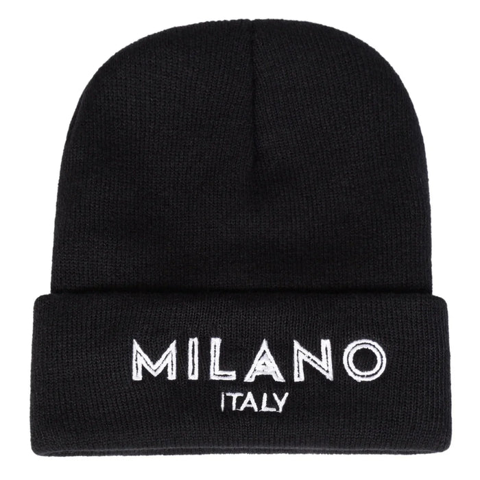 Stylish Unisex Embroidered Beanie Hat For Autumn / Winter Milano Italy Letter Design