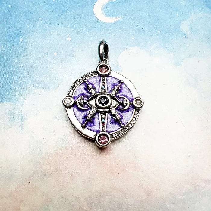 925 Sterling Silver Boho Soul Eye Star Half Moon Pendant European Style Accessory For Women