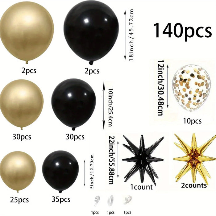 140Pcs Golden Balloon Wreath Arch Set Graduation Birthday Party Anniversary Business Celebration Spring / Summer Decoration