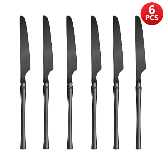 4 / 6 / 16 / 24 Piece Black Stainless Steel Tableware Set For Home Hotel And Kitchen Use
