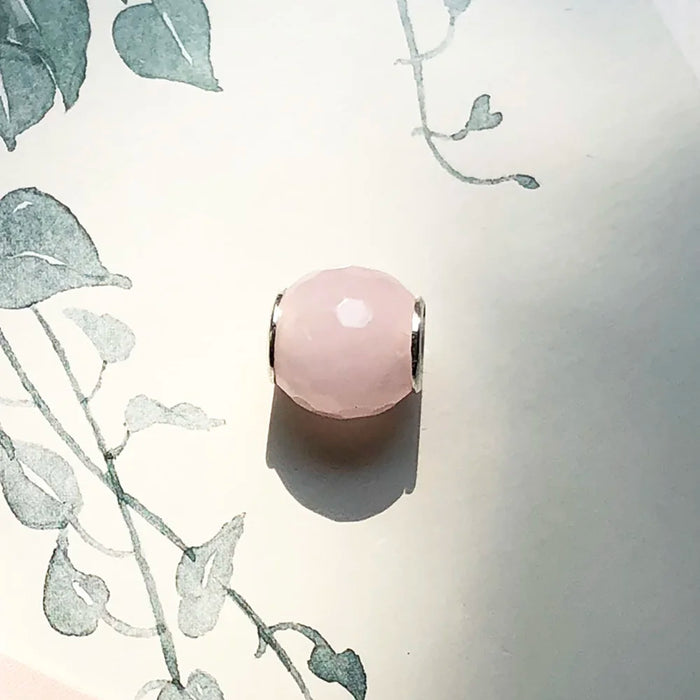 925 Sterling Silver Romantic Pink Faceted Beads Karma Jewelry For Women