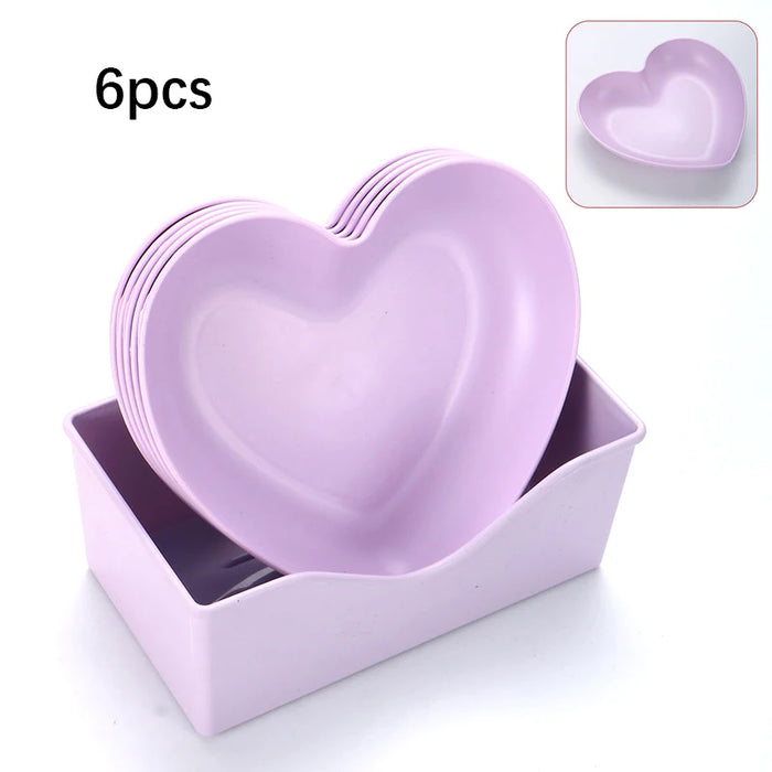 6 Piece Heart Shaped Plate Storage Box For Snacks And Dried Fruit