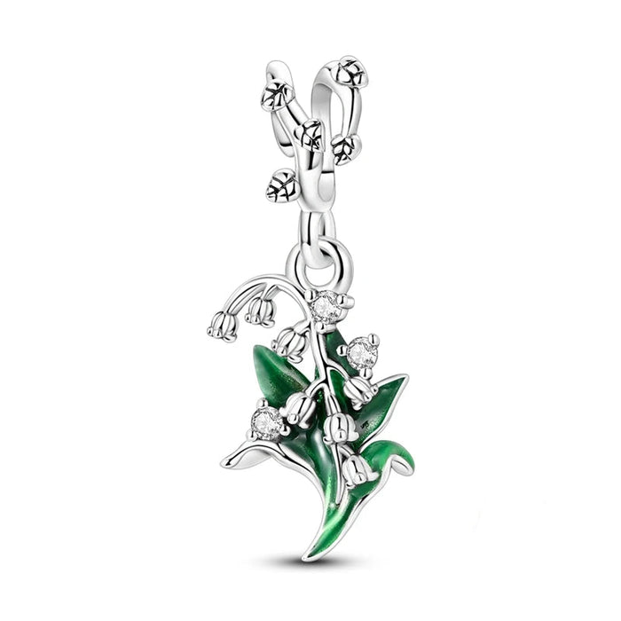 925 Sterling Silver Linglan Flower Pendant Fits Bracelets & Necklaces Diy Gift