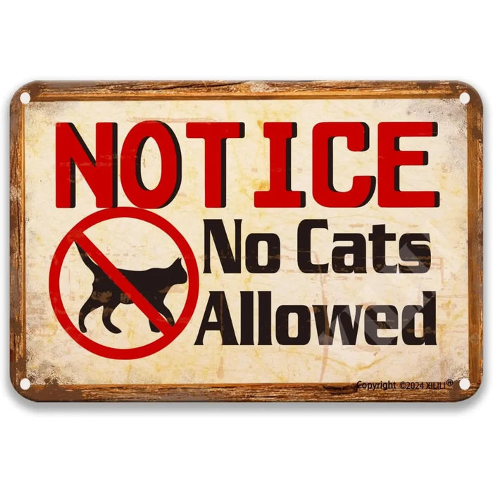1D No Cats Allowed Tin Sign Farmhouse Kitchen Decor