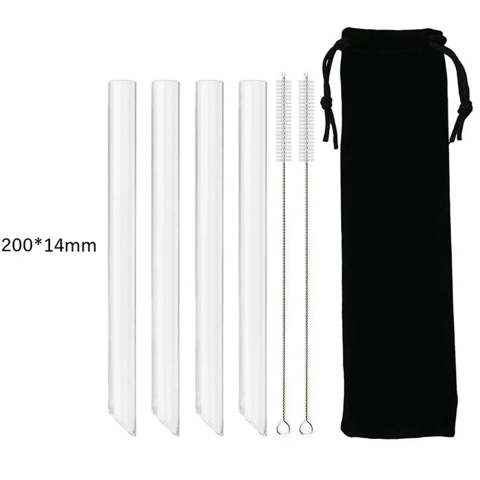 Reusable Glass Straw Set For Bubble Tea & Cocktails