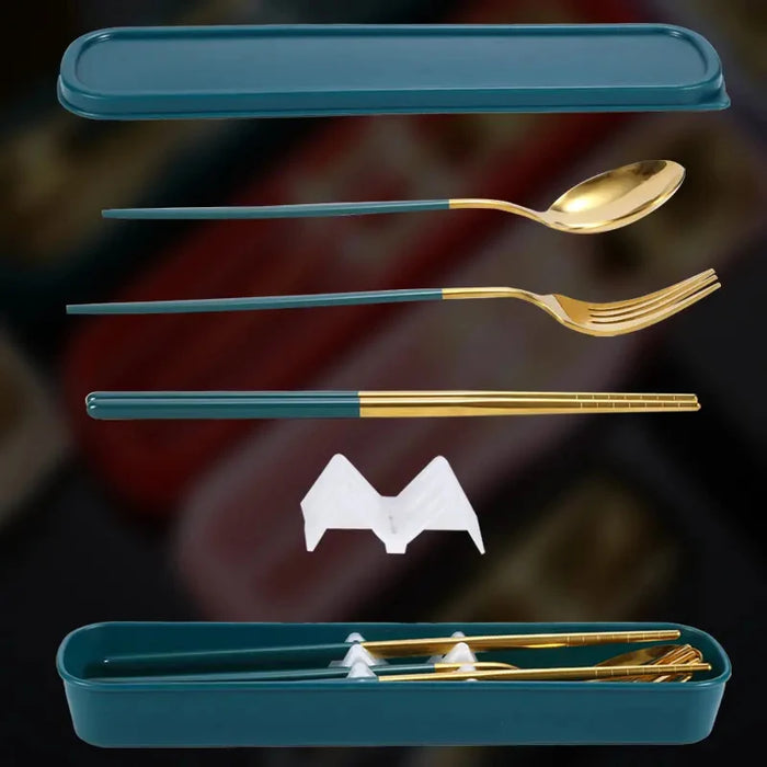 3 Piece Portable Stainless Steel Cutlery Set For Outdoor Picnics