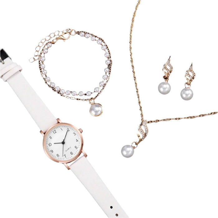 4 Piece Casual Quartz Watch Jewelry Set