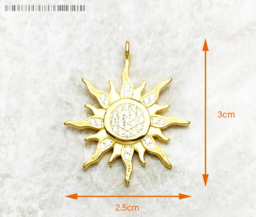 925 Sterling Silver Sun Star Cz Pave Pendant Fine Jewelry For Men & Women