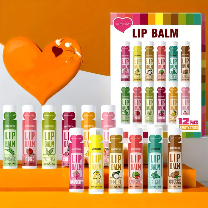 12 Piece Lip Balm Set 5G Deep Moisturizing For Hydrated Lips