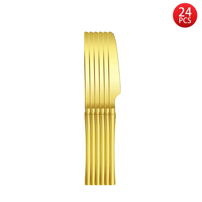 5 / 6 / 20 / 30 Piece Gold Stainless Steel Cutlery Set Knife Fork Spoon