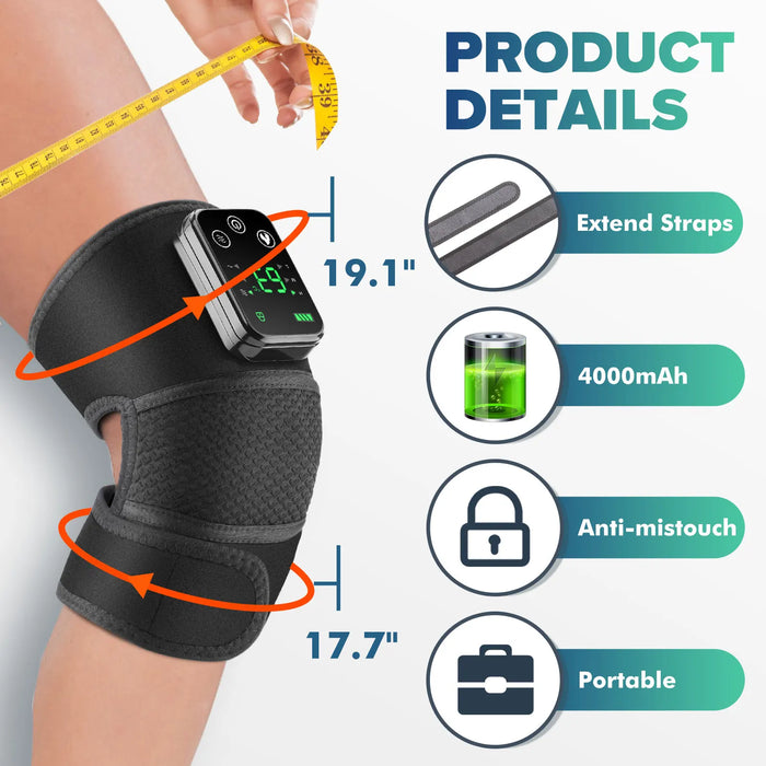 3 In 1 Heated Knee Massager For Joint Pain Relief Rechargeable Vibration Arthritis Support