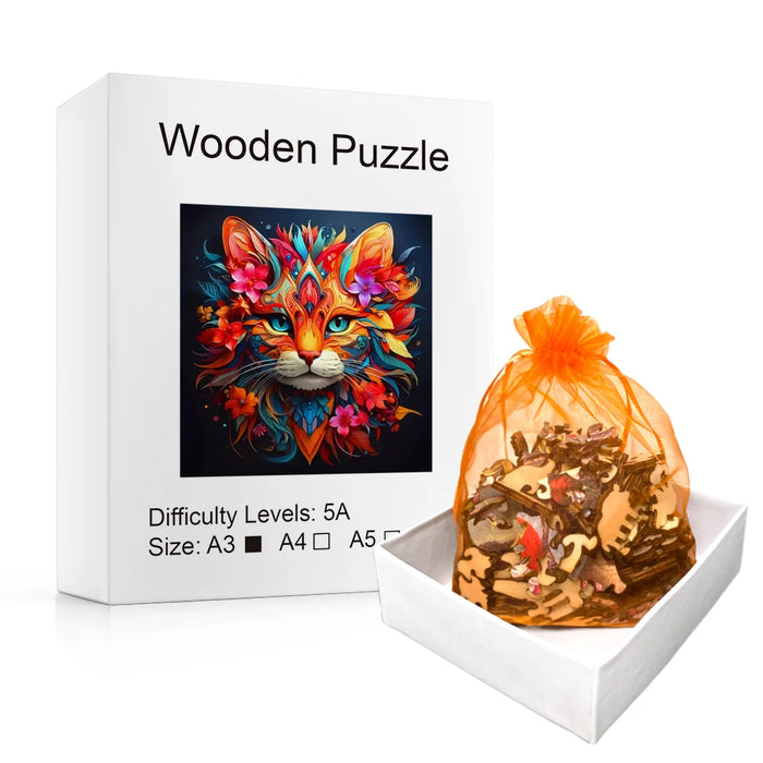 Flower Cat Wooden Puzzle