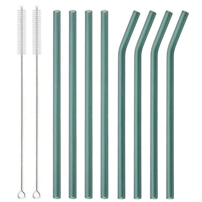 8 Piece Reusable Glass Straws Eco Friendly & Colourful