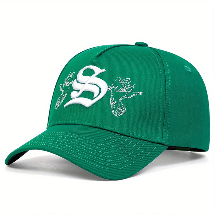 Embroidered S Letter Snapback Baseball Cap Unisex Outdoor Adjustable Hat