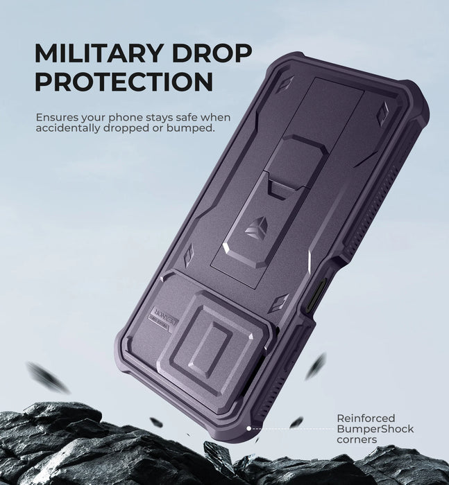 For Motorola Moto Moto G Play 2025 Bumper Military Grade Armor Shockproof Shell Case Bracket With Built In Screen Protector