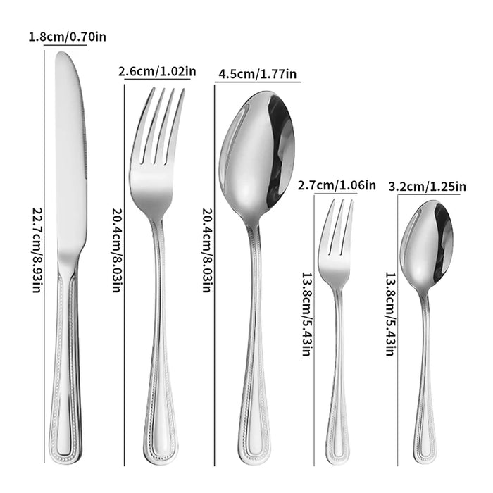 6 / 30 Piece Retro Bead Stainless Steel Tableware Set With Knife Fork And Spoon