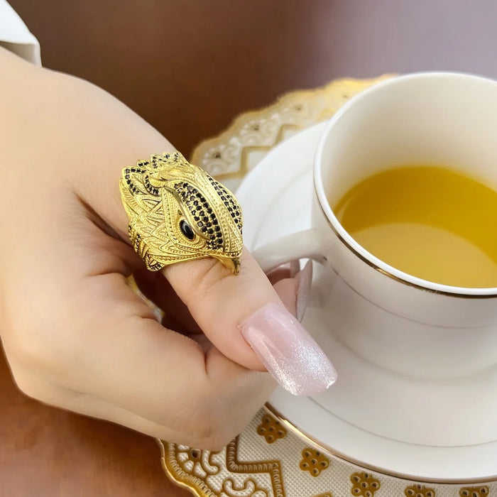 925 Sterling Silver Vintage Falcon Cocktail Ring Jewelry