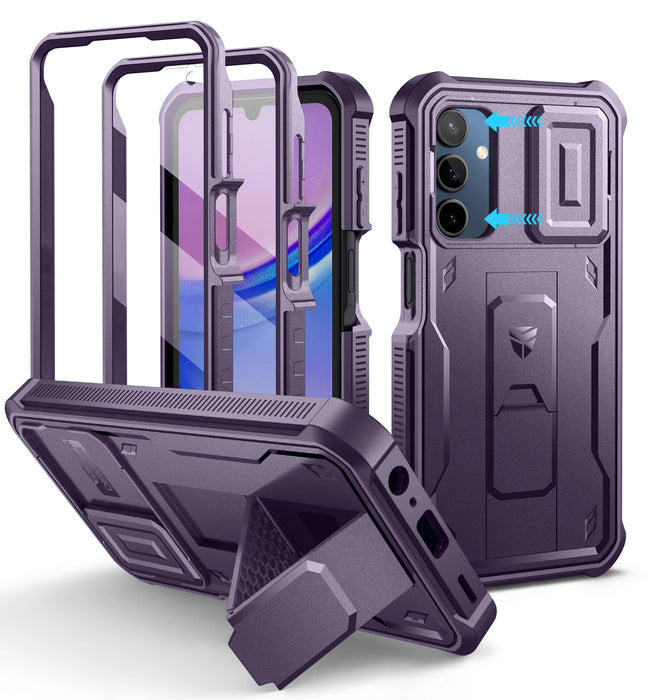 For Samsung Galaxy A15 6.5 Inch Full Body Rugged Case With Camera Case & Built-In Screen Protector Kickstand