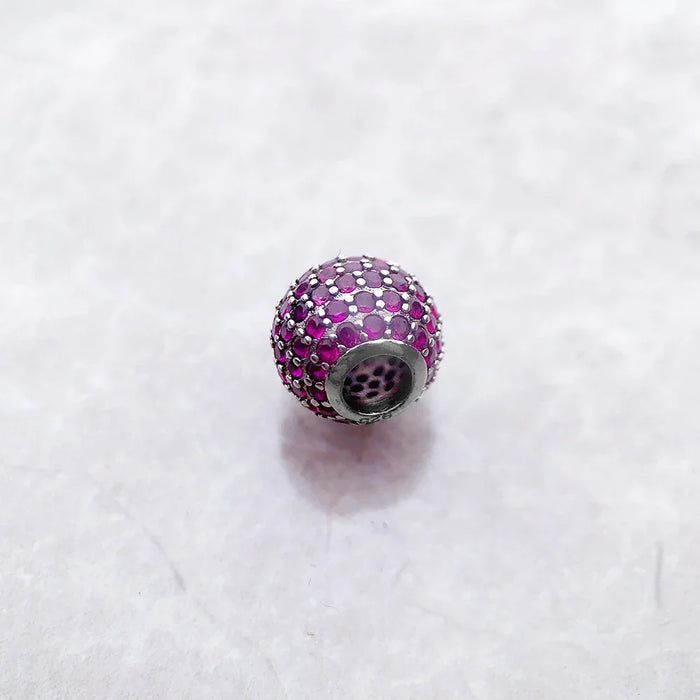 925 Sterling Silver Romantic Pave Beads Rose Stone Diy Jewelry Accessory For Women