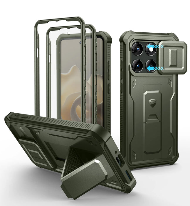 For Motorola Moto Edge 2025 Kickstand Heavy Duty Protection Shockproof Phone Case With Built-In Magnetic Slide Camera Case