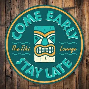 Beach Tiki Show Sign Metal Decor