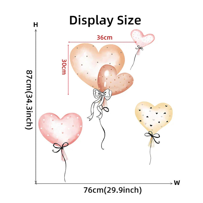 Hand Painted Heart Balloon Wall Stickers For Kids Room